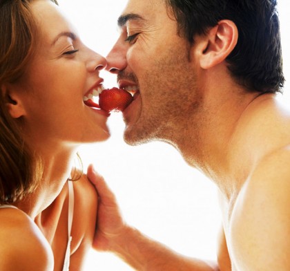 Couple Eating a Strawberry